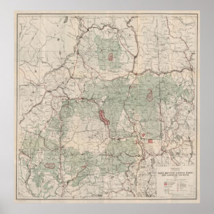 Poster Mapa Florestal Nacional das Montanhas Brancas Vint