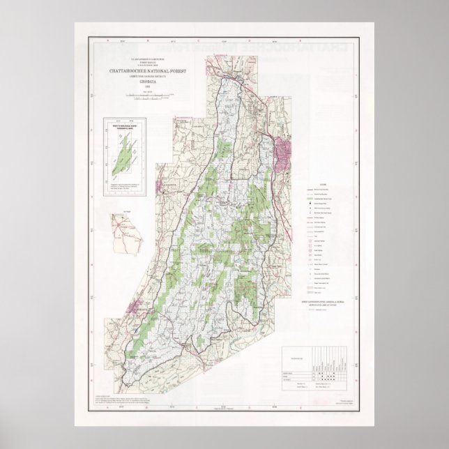 Poster Mapa Florestal Nacional de Chattahoochee (1982) (Frente)