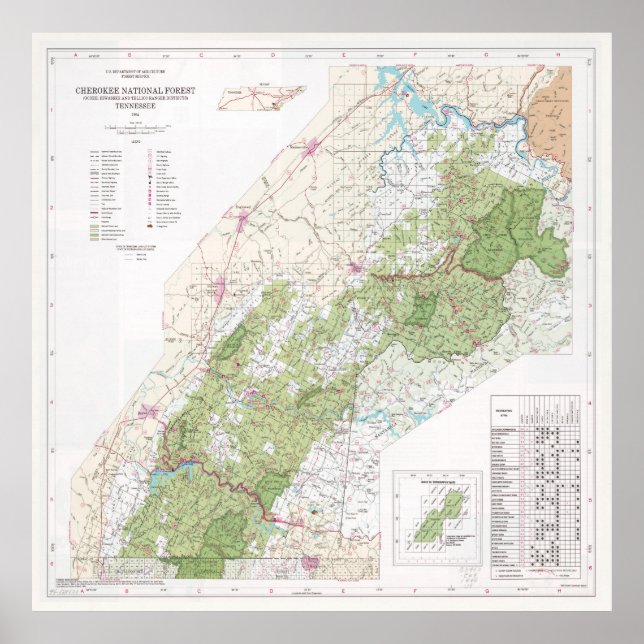 Poster Mapa Florestal Nacional de Cherokee (1996) (Frente)