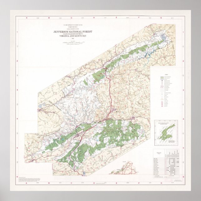Poster Mapa Florestal Nacional de Jefferson (1983) (Frente)