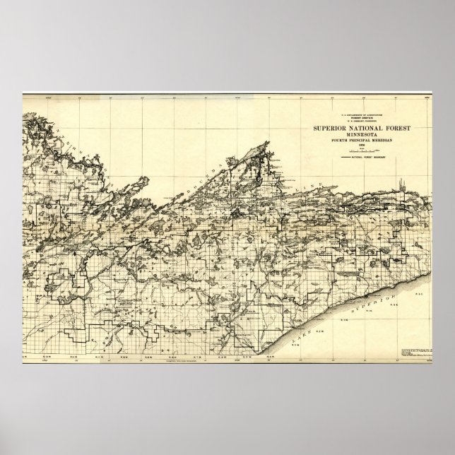 Poster Mapa Florestal Nacional Superior de 1920 (Frente)