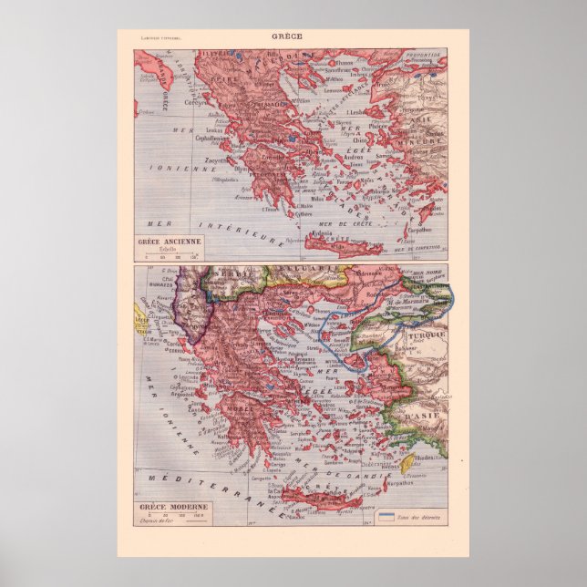 Poster Mapa francês Vintage, 1920, Grécia (Frente)
