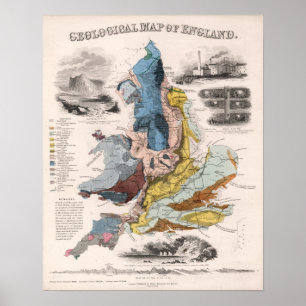 Poster Mapa Geological de Inglaterra