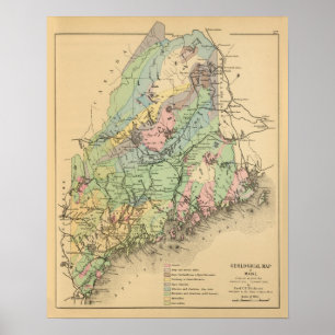 Póster Mapa Geological de Maine