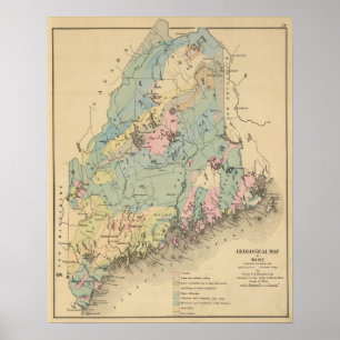 Póster Mapa Geological de Maine