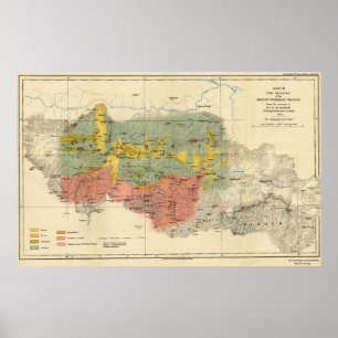 Poster Mapa Geological do vintage da região de Monte