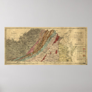 Poster Mapa Geological do vintage de Virgínia (1874)