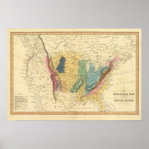Poster Mapa Geological dos Estados Unidos