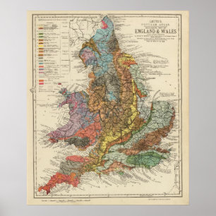 Póster Mapa Geological Inglaterra, Wales