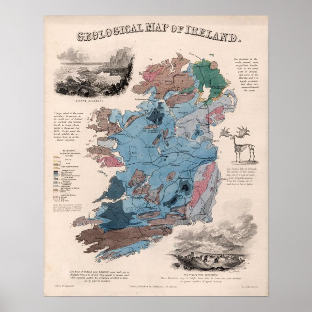 Poster Mapa Geológico da Irlanda (Frente)