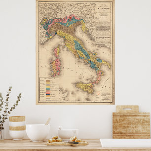 Poster Mapa Geológico da Itália 1844