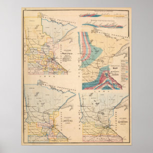 Póster Mapa geológico de Minnesota por NH Winchell