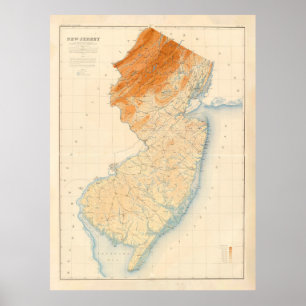 Poster Mapa Geológico de Nova Jersey (1888)