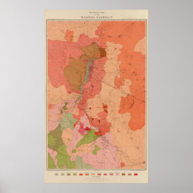 Póster Mapa Geológico do Distrito de Washoe (Frente)