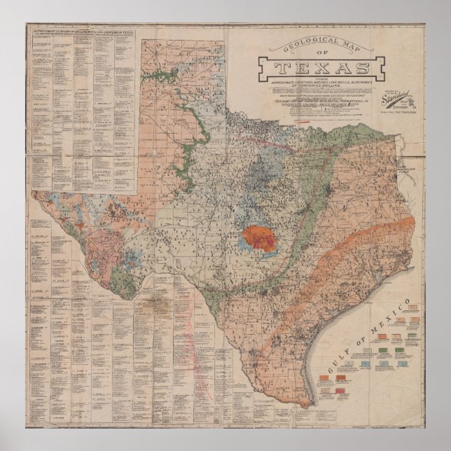 Poster Mapa Geológico do Texas (1920) (Frente)