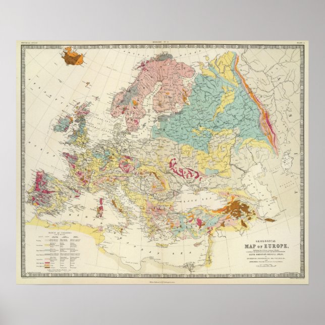 Póster Mapa geológico Europa (Frente)