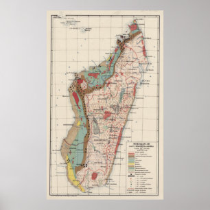 Poster Mapa Geológico Vintage de Madagáscar (1922)