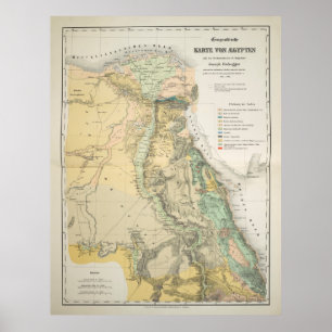 Poster Mapa Geológico Vintage no Egito (1842)