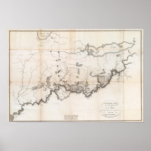 Póster Mapa geral do curso do Ohio (Frente)
