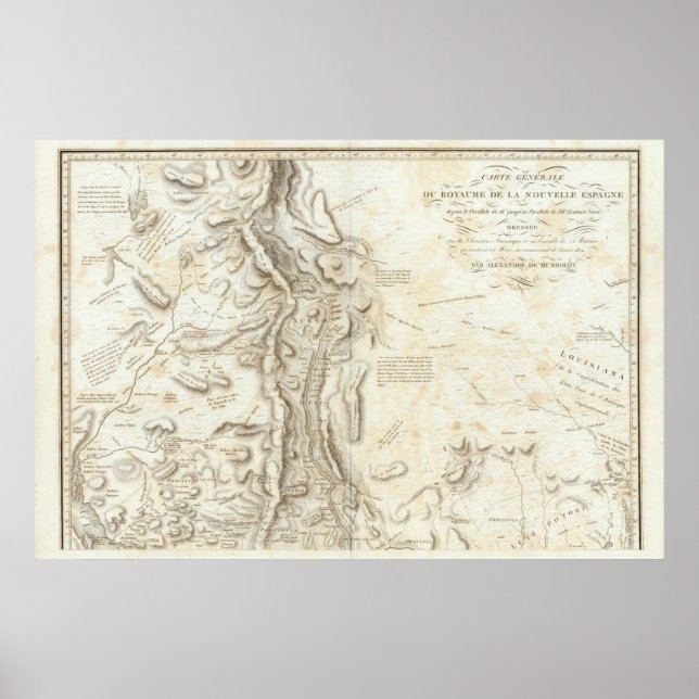 Póster Mapa geral do Reino da Nova Espanha (Frente)