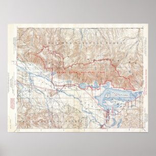 Poster Mapa grande de Wyoming do parque nacional de Teton