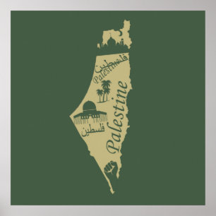 Poster mapa gratuito da Palestina ilustra liberdade