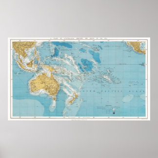 Poster Mapa histórico da Austrália e do Pacífico Sul