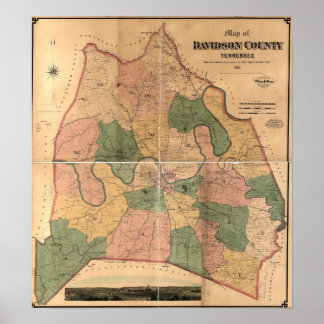 Poster Mapa Histórico da TN de Nashville