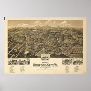 Póster Mapa histórico de Bedford Virgínia