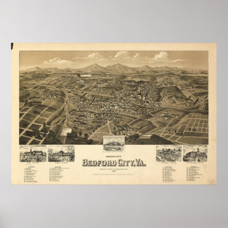Póster Mapa histórico de Bedford Virginia