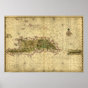 Poster Mapa histórico de Hispaniola - Joan Vinckeboons - 