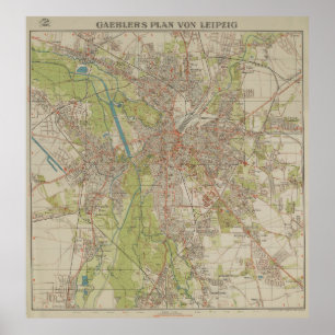 Poster Mapa Histórico de Leipzig por Gaebler Edição de 19