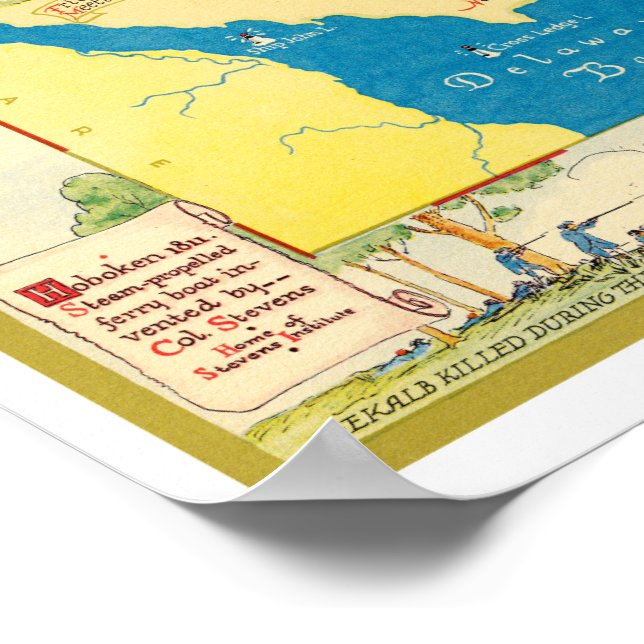 Poster Mapa histórico de Nova Jersey (Borda)