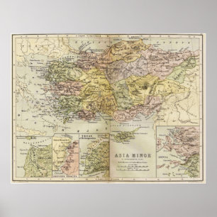 Poster Mapa histórico do menor de Ásia antigo Anatolia
