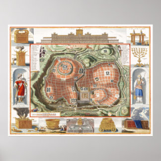 Poster Mapa histórico do Monte do Templo de Jerusalém