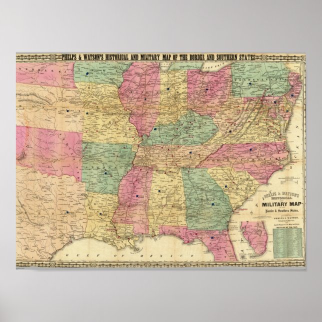 Poster Mapa histórico e militar dos EUA (Frente)