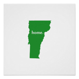 Póster Mapa home do estado da silhueta de Vermont