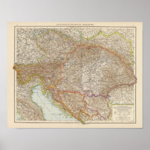 Poster Mapa húngaro do império de Áustria