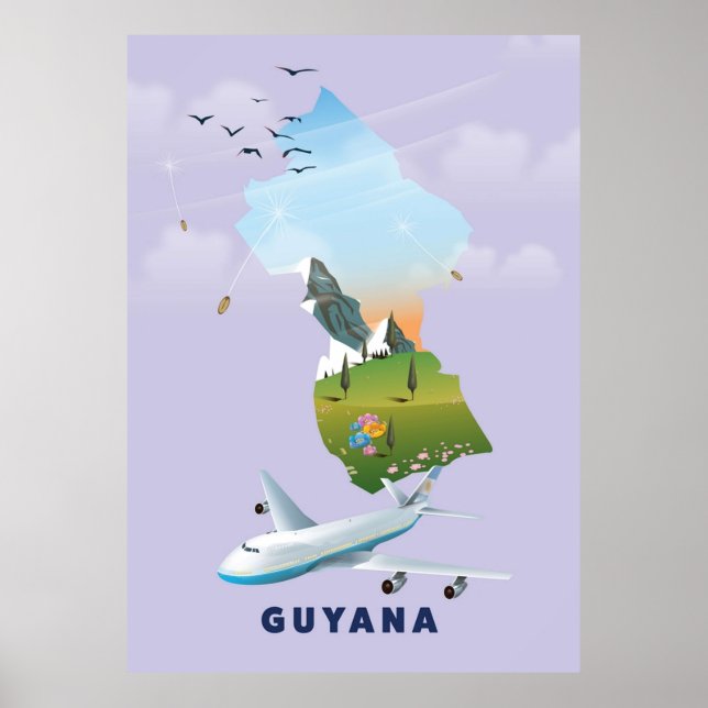 Poster Mapa ilustrado da Guiana (Frente)