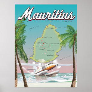 Poster Mapa ilustrado da Maurícia