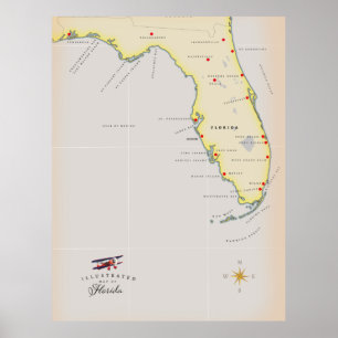 Poster Mapa ilustrado das Ilhas Canárias.