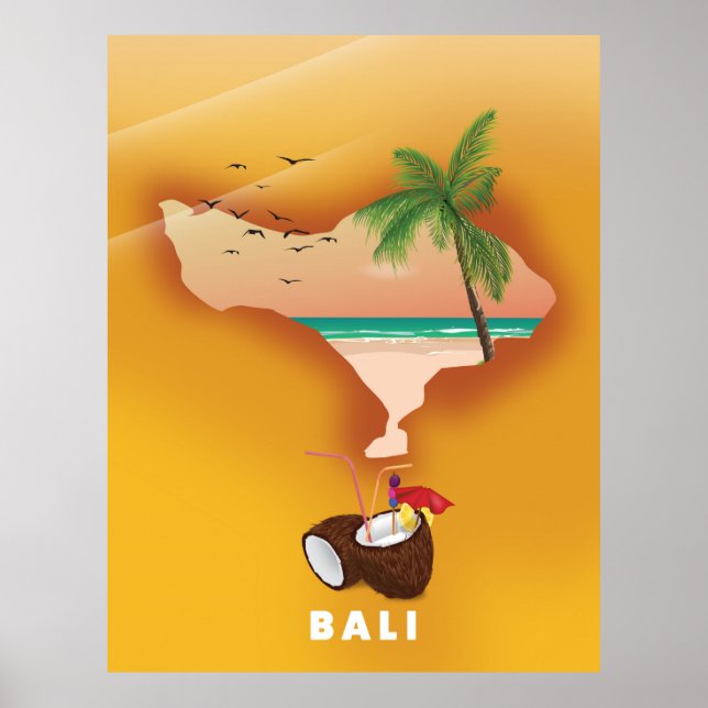 Poster Mapa ilustrado de Bali (Frente)