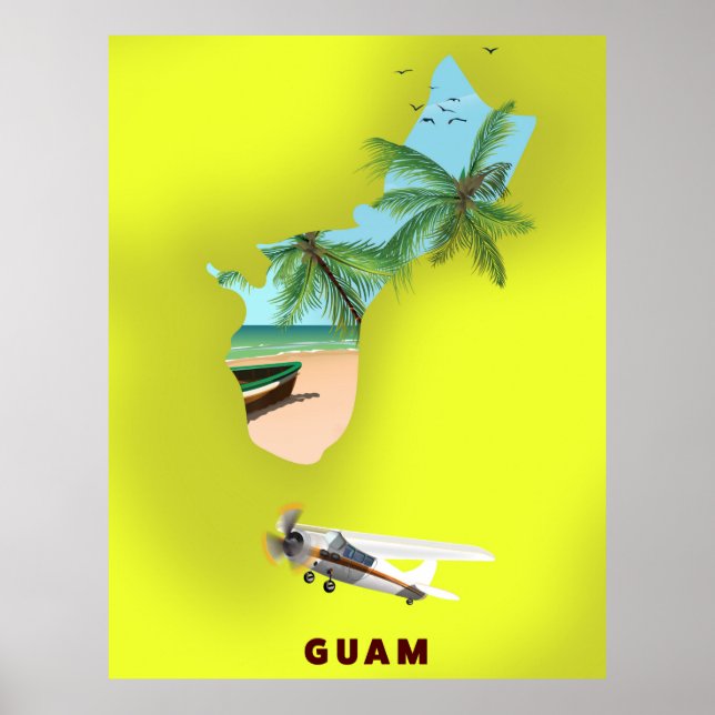 Poster Mapa ilustrado de Guam pôster de viagem (Frente)