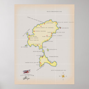 Poster Mapa ilustrado de Ibiza