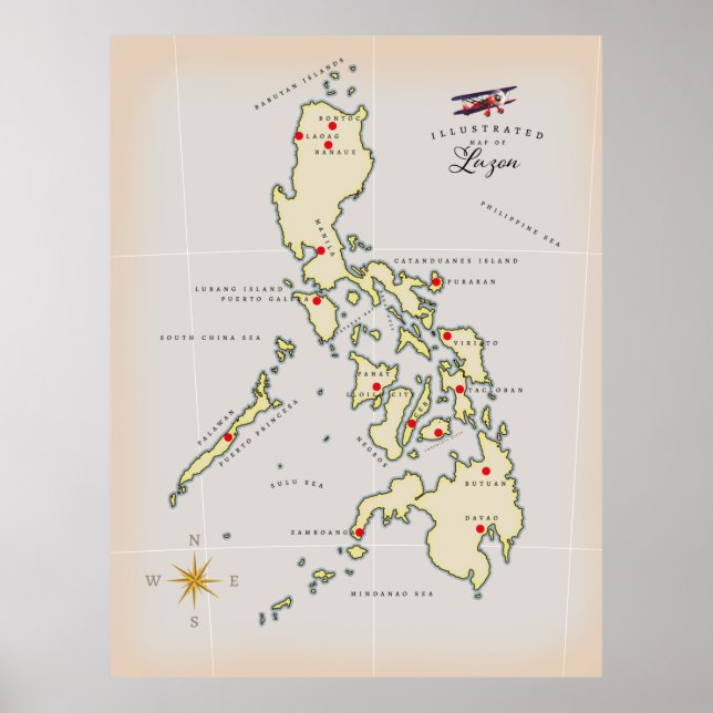 Poster Mapa ilustrado de Luzon Filipinas mapa (Frente)