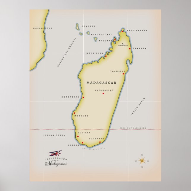 Poster Mapa ilustrado de Madagáscar (Frente)