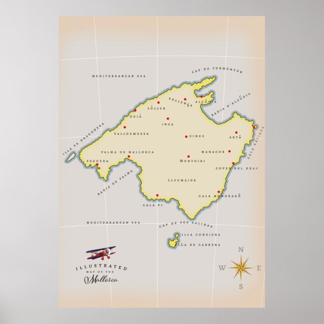 Poster Mapa ilustrado de Maiorca (Frente)