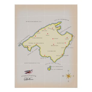 Póster Mapa ilustrado de Mallorca