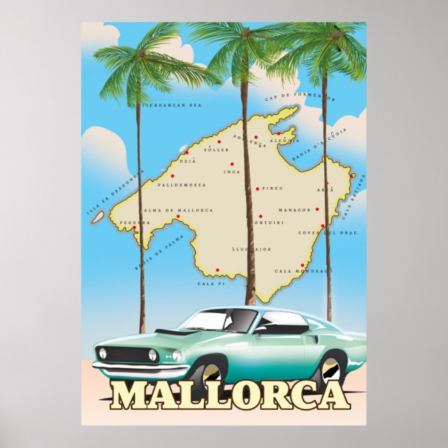 Poster Mapa ilustrado de Mallorca (Frente)