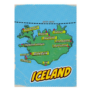 Póster Mapa ilustrado de Nova York em Pop Art